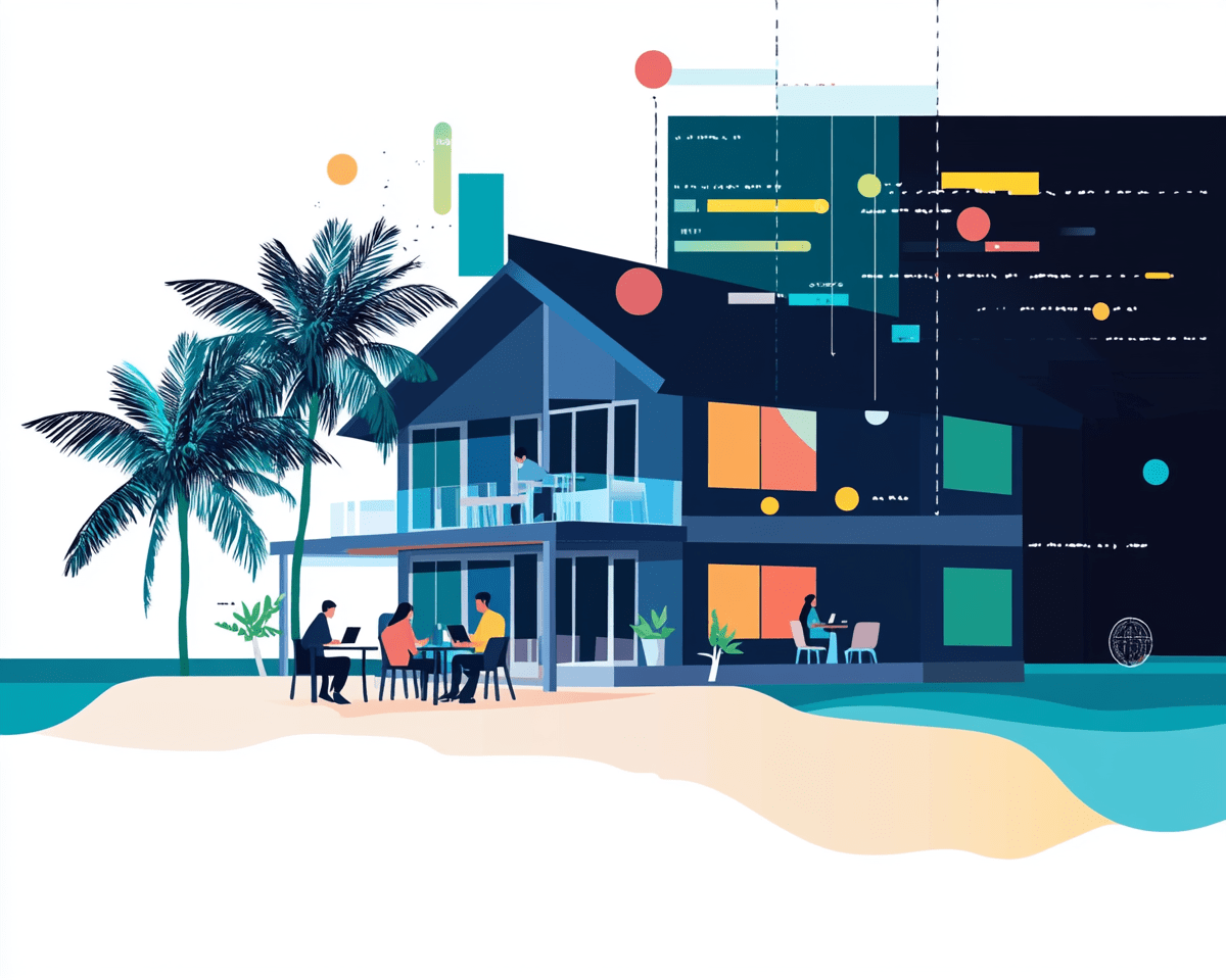 mwelzel_A_modern_illustration_of_a_beach_in_front_of_a_resort_i_cc397656-5e08-4160-b8d8-001c30a85803